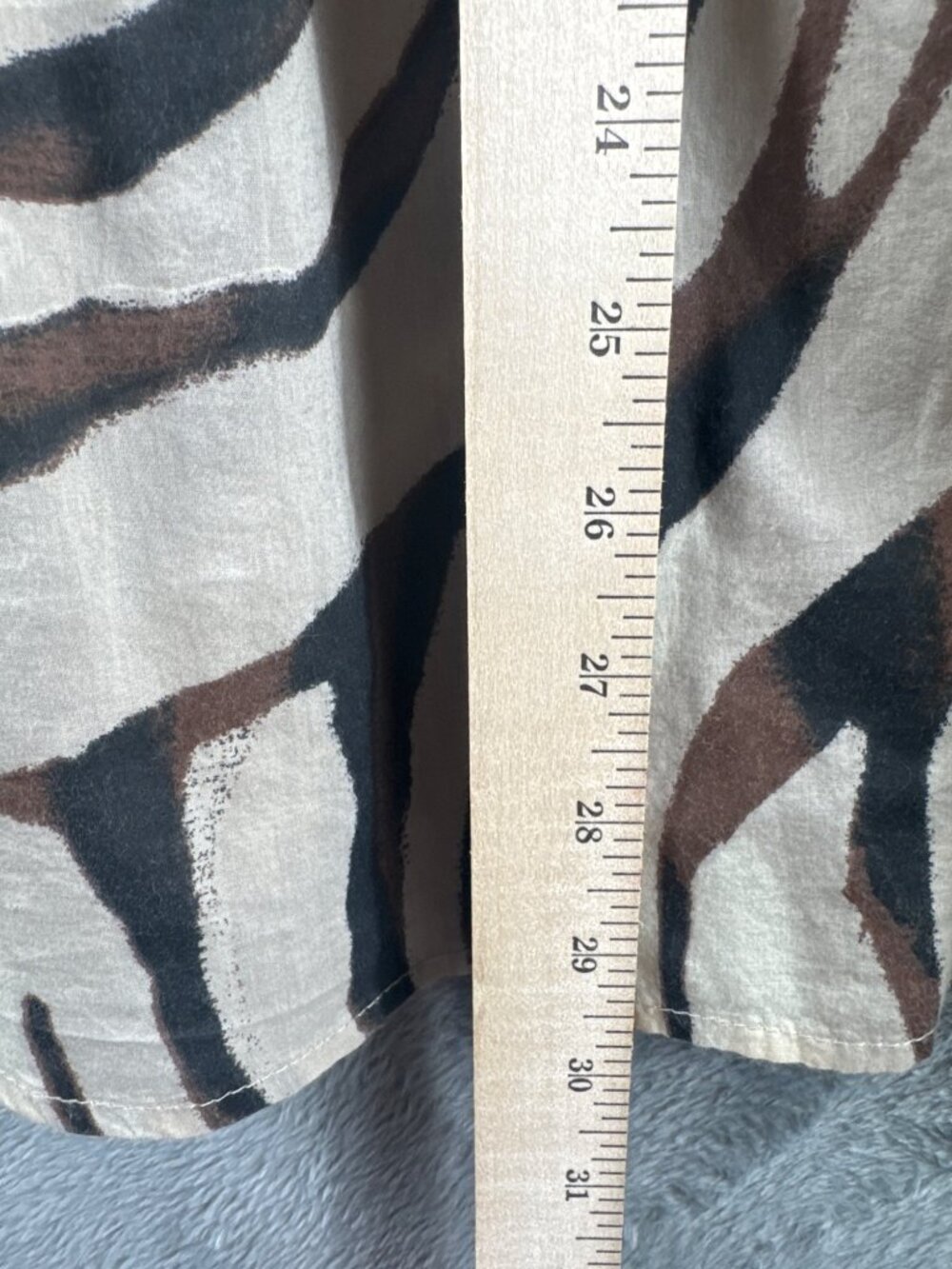 Womens Style & Co Zebra Print Button-Front Blouse M 100% Cotton Brown/Beige 3/4 - Picture 6 of 11